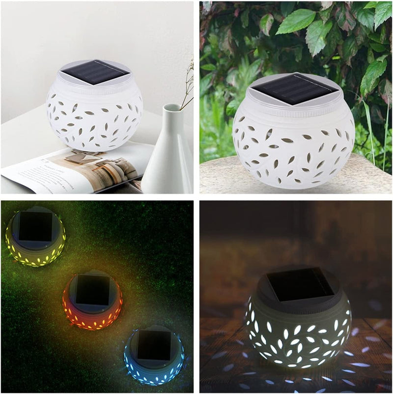 Solar Table Lights Outdoor, Color Changing Solar Table Lights Ceramic Waterproof Wireless Patio Lights, Garden Lights, Filigree Lights, for Home Party Yard Patio Outdoor Decoration Night Lamp (Small) Home & Garden > Lighting > Lamps MOLEBIT   