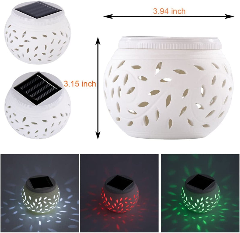 Solar Table Lights Outdoor, Color Changing Solar Table Lights Ceramic Waterproof Wireless Patio Lights, Garden Lights, Filigree Lights, for Home Party Yard Patio Outdoor Decoration Night Lamp (Small) Home & Garden > Lighting > Lamps MOLEBIT   