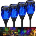 Solar Tiki Torches Lights with Flickering Flame Christmas Decorations Outdoor Torch Light Waterproof Landscape Decor Mini 4 Pack Solar Powered Lamp for Yard, Patio, Garden, Porch (Purple) Home & Garden > Lighting > Lamps Marlrin Blue 4 Pack  