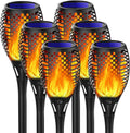 Solar Tiki Torches Lights with Flickering Flame Christmas Decorations Outdoor Torch Light Waterproof Landscape Decor Mini 4 Pack Solar Powered Lamp for Yard, Patio, Garden, Porch (Purple) Home & Garden > Lighting > Lamps Marlrin Yellow 6 Pack  