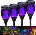 Solar Tiki Torches Lights with Flickering Flame Christmas Decorations Outdoor Torch Light Waterproof Landscape Decor Mini 4 Pack Solar Powered Lamp for Yard, Patio, Garden, Porch (Purple) Home & Garden > Lighting > Lamps Marlrin Purple 4 Pack  