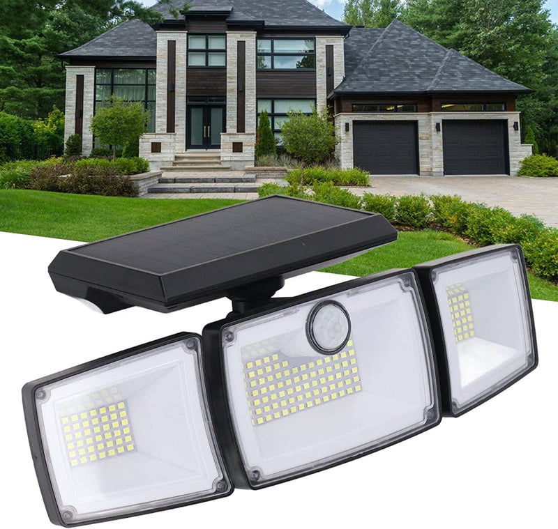 Solar Wall Lamp, Solar Induction Light Angle Adjustment Polysilicon Panel 6W 3 Heads for Gate Home & Garden > Lighting > Lamps Raguso   