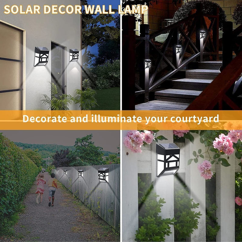 Solar Wall Lights,Led Solar Fence Light Waterproof Deck Lamp Outdoor Decor Landscape Light for Garden Courtyard Walkway, House Design, White Light (8 Pcs) …