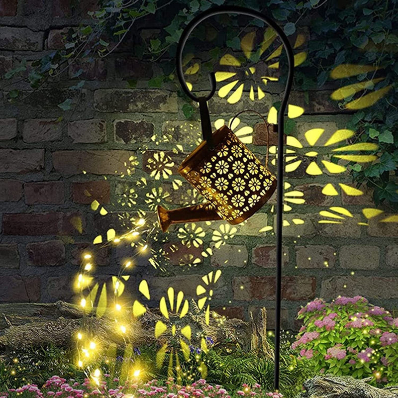 Solar Watering Can with Cascading Lights, Adorable Outdoor Hanging Solar Lantern, Durable Metal Waterproof Garden Lights Cute Addition for Garden Yards Rose Bush Patio Pathway Party (Rectangular Lamp) Home & Garden > Lighting > Lamps SITIEPA rectangular lamp  
