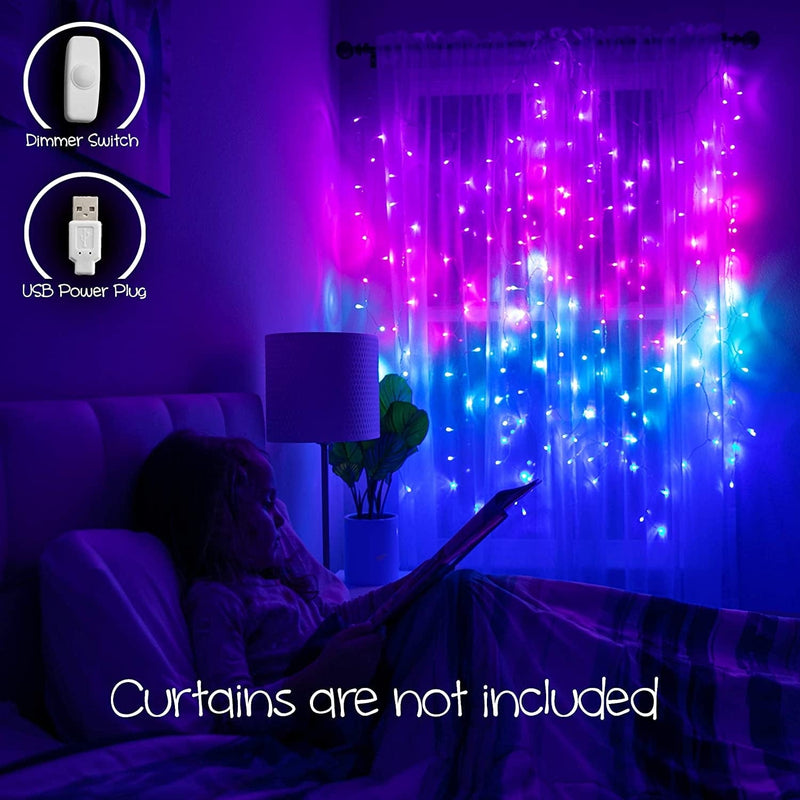Something Unicorn - LED String Curtain Lights with Dimmer Switch for Teen Room, Girls Room, College Dorm, Nursery and Kids Room Decor. Perfect for Mermaid, Purple, Pink Decoration. (Standard Version) Home & Garden > Lighting > Light Ropes & Strings The Magical Goods, LLC   