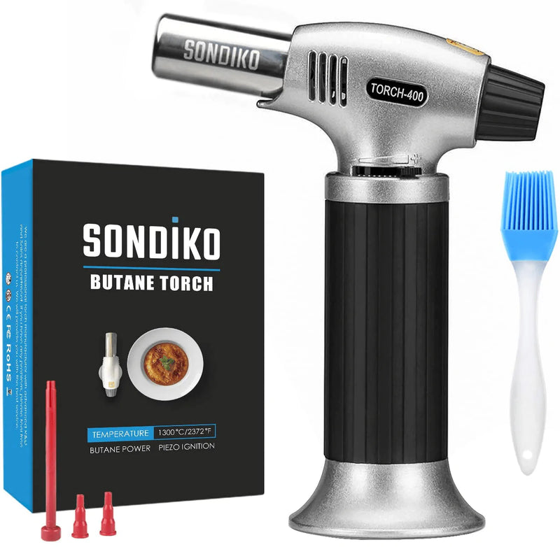 Sondiko Butane Torch, Refillable Kitchen Torch Lighter, Fit All Butane Tanks Blow Torch with Safety Lock and Adjustable Flame for Desserts, Creme Brulee, BBQ and Baking(Butane Gas Not Included) Home & Garden > Kitchen & Dining > Kitchen Tools & Utensils ‎Sondiko Default Title  