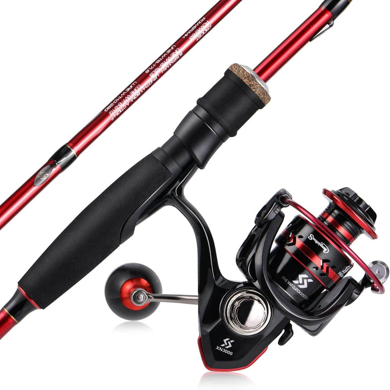 Sougayilang Fishing Rod and Reel Combo, Stainless Steel Guides Fishing Pole with Spinning Reel Combo for Saltwater and Freshwater Sporting Goods > Outdoor Recreation > Fishing > Fishing Rods Sougayilang Red - M/MH Twin Tips 5.9ft and Spinning Reel 