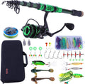 Sougayilang Fishing Rod and Reel Combos - Carbon Fiber Telescopic Fishing Pole - Spinning Reel 12 +1 BB with Carrying Case for Saltwater and Freshwater Fishing Gear Kit Sporting Goods > Outdoor Recreation > Fishing > Fishing Rods Sougayilang green 2.1m/6.89ft-sd3000 