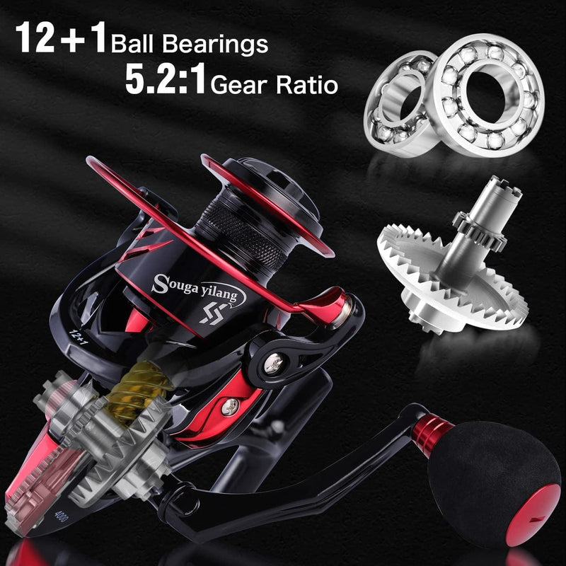 Sougayilang Fishing Rod Reel Combo, 2 Piece Spinning Rod, Size 10/20 Reel,Stainless Steel Guides Sporting Goods > Outdoor Recreation > Fishing > Fishing Rods Sougayilang   