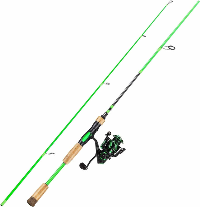 Sougayilang Fishing Rod Reel Combo, 2 Piece Spinning Rod, Size 10/20 Reel,Stainless Steel Guides Sporting Goods > Outdoor Recreation > Fishing > Fishing Rods Sougayilang Green 6'6" Rod with 2000 Reel 