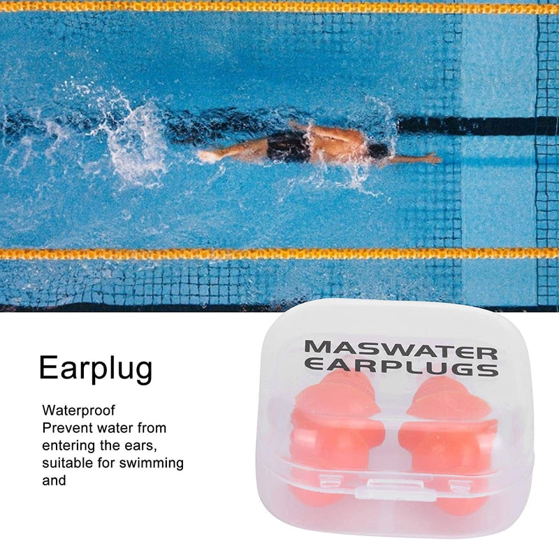 Sound Blocking Earplug, Waterproof Swimming Earplug Ear Care Supplies Ear Plugs for Swimming for Adults for Swimming Showering, Sleeping(Orange+Pp Box) Sporting Goods > Outdoor Recreation > Boating & Water Sports > Swimming Vbestlife   