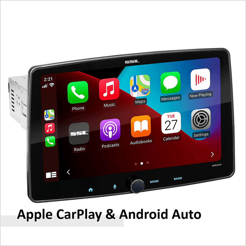 Sound Storm Laboratories SDML9ACP Apple CarPlay Android Auto Car Multimedia Player – Single Din Chassis with 9 Inch Capacitive Touchscreen, Bluetooth, No DVD, High Resolution FLAC, RGB Illumination