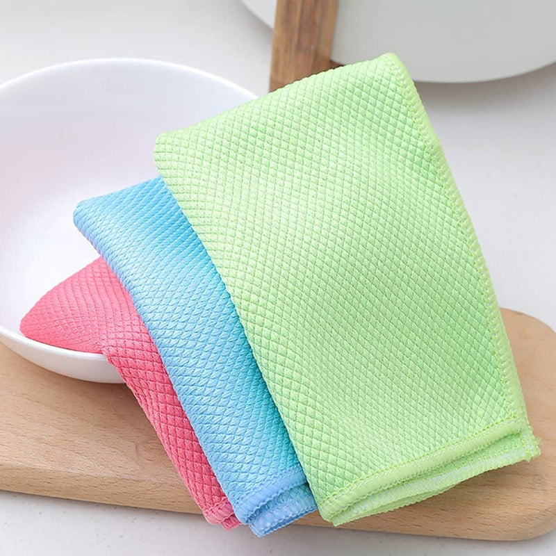 Soundsbeauty Washing Dish Cloth, Microfiber Water Absorbent Quick Drying Towel Home Kitchen Cleaning Appliance Blue Home & Garden > Household Supplies > Household Cleaning Supplies SoundsBeauty   