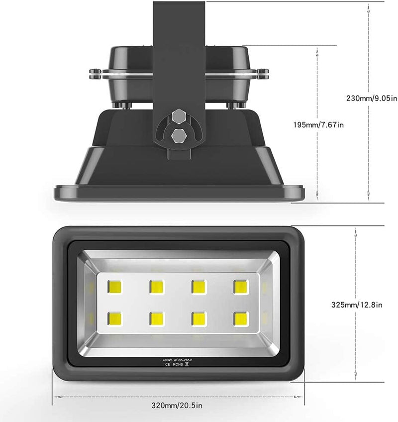 SOUTHLEVY 400W LED Flood Lights, Super Bright 40000Lm Outdoor Flood Lightssuper IP66 Waterproof Exterior Security Lights,6000K Daylight White Lighting for Playground Yard Stadium Lawn Ball Park Home & Garden > Lighting > Flood & Spot Lights SOUTHLEVY   