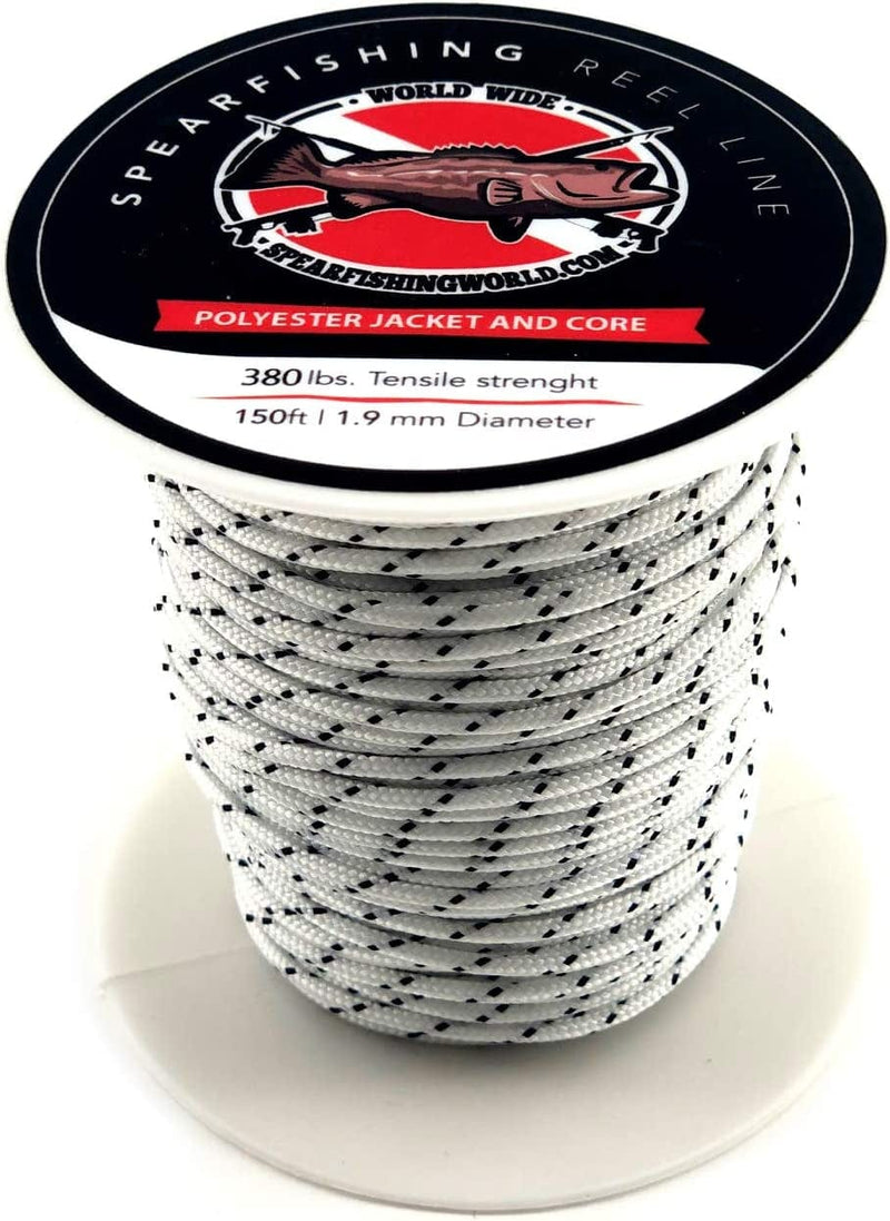 SPEARFISHING WORLD Speargun Reel or Shooting Line 1.9 Mm White with Black Tracer - 100% Polyester - 380 Lbs Strength - 150 Ft Spool Sporting Goods > Outdoor Recreation > Fishing > Fishing Lines & Leaders Spearfishing World   