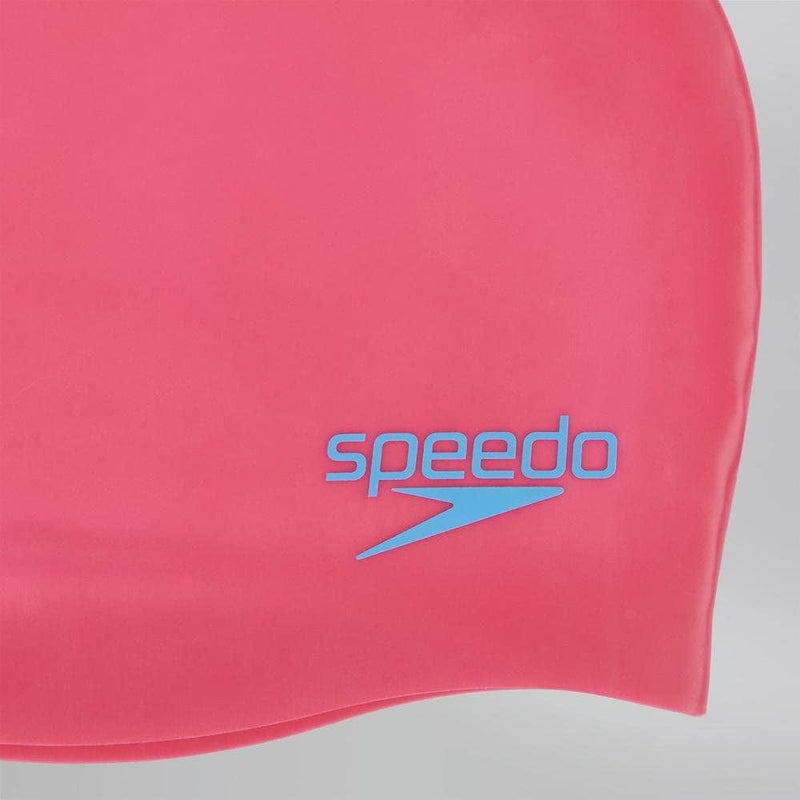 Speedo-Swim Hats-Plain Moulded Silicone Junior Cap-Pink- Sporting Goods > Outdoor Recreation > Boating & Water Sports > Swimming > Swim Caps Speedo   