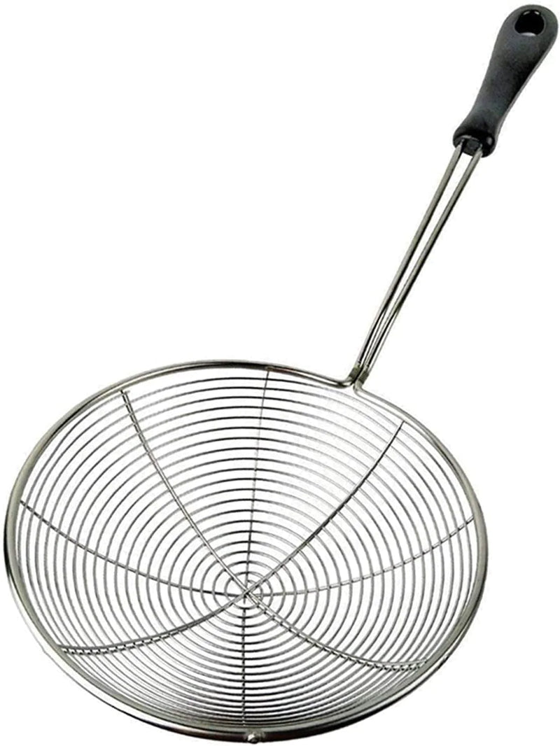 Spider Kitchen Tool Wire Strainer 6.1" Steel Strainer Kitchen Oil Strainer Tool Drainer Cooking Skimmer Frying Spatula Scoop Strainer with Handle Ladle with Easy Storage Hook, Recipe Ebook Included