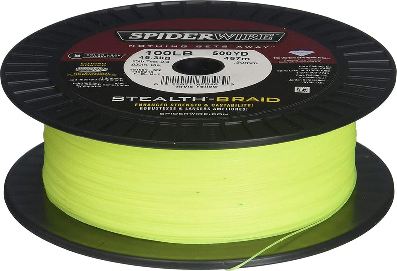 Spiderwire Stealth Braid Fishing Line Sporting Goods > Outdoor Recreation > Fishing > Fishing Lines & Leaders Pure Fishing Hi-Vis Yellow 50 Pounds 1500 Yards
