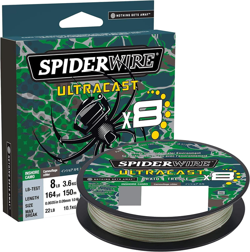 Spiderwire Superline Ultracast Braid, Ultimate Braid-Moss Green, 20Lb | 9Kg, 164Yd | 150M Fishing Line Sporting Goods > Outdoor Recreation > Fishing > Fishing Lines & Leaders SpiderWire Inshore Camo 65 Pounds 164 Yards