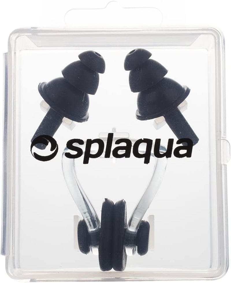 Splaqua Swimming Ear Plugs & Nose Clip, Medical Grade Soft Silicone for Swimming, Diving, Surfing, Universal Fit Sporting Goods > Outdoor Recreation > Boating & Water Sports > Swimming Splaqua Black  