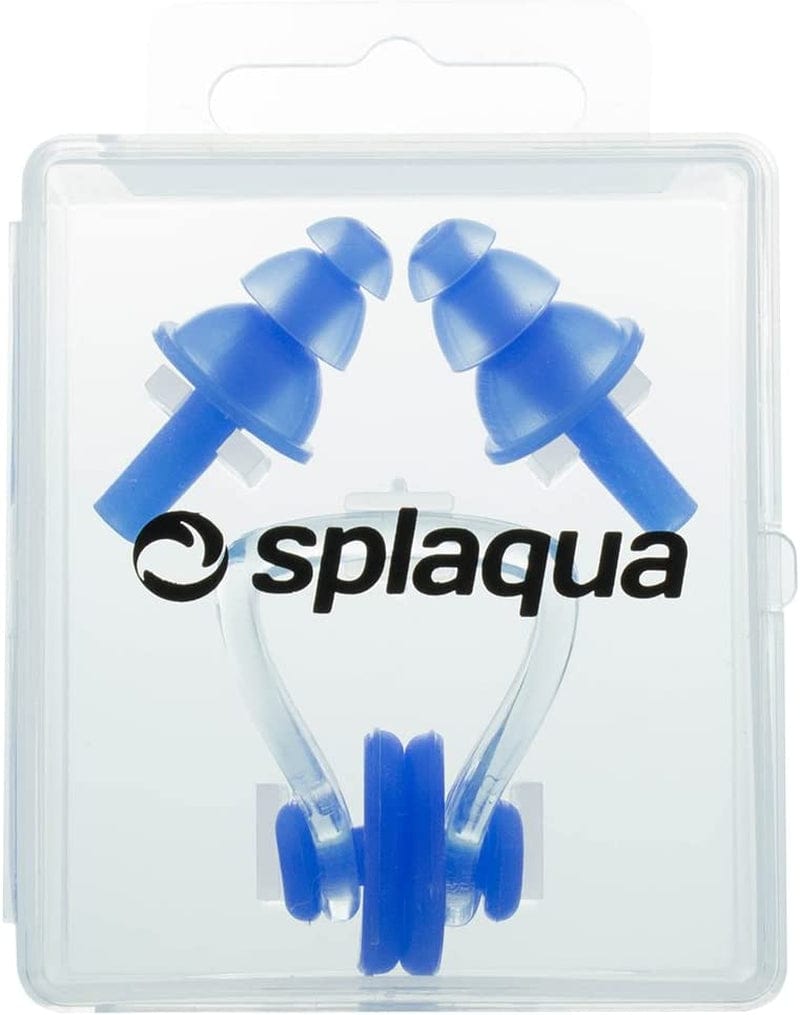 Splaqua Swimming Ear Plugs & Nose Clip, Medical Grade Soft Silicone for Swimming, Diving, Surfing, Universal Fit Sporting Goods > Outdoor Recreation > Boating & Water Sports > Swimming Splaqua Blue  