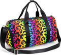 Sport Gym Duffle Travel Bag for Men Women Duffel with Shoe Compartment, Wet Pocket (Marble-White) Home & Garden > Household Supplies > Storage & Organization Bluboon Rainbow Leopard  
