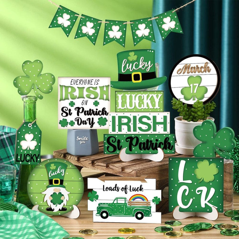 St.Patrick'S Day Easter Decorations Saint Patricks Day Farmhouse Tiered Tray Decor Wooden St. Patricks Day Tiered Tray Items Shamrocks Trays Signs Rustic Decorative Tabletop Signs for Saint Patricks Home & Garden > Decor > Seasonal & Holiday Decorations Unbranded   