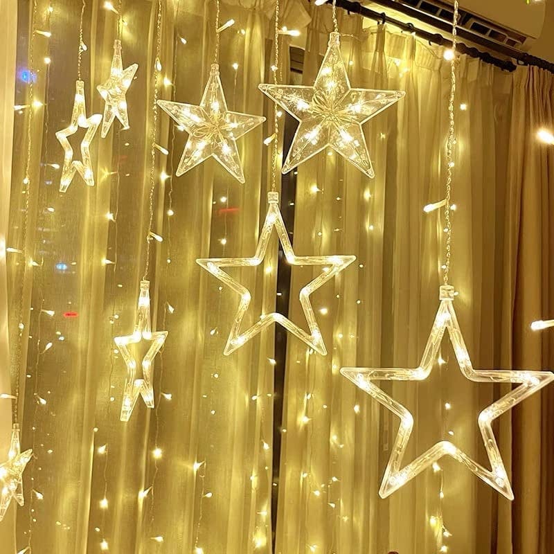 Star Fairy Lights,Curtain String Lights,Twinkle Christmas Lights for Bedroom Wedding Party Home Garden,Indoor Outdoor Hanging Lights,Wall Decorations Home Decor,Warm White