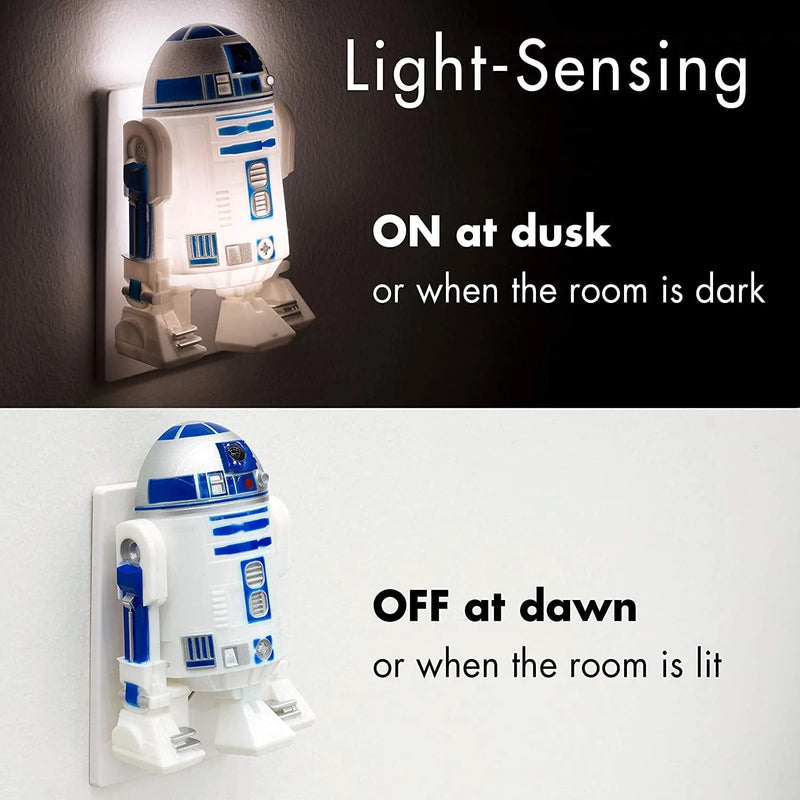 Star Wars R2-D2 LED Night Light, Color Changing, Collector’S Edition, Dusk-To-Dawn Sensor, Plug-In, Disney, Galaxy, Ideal for Bedroom, Bathroom, Nursery, Hallway, 43669
