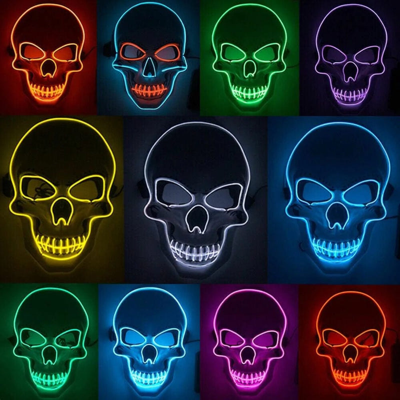 Stardget LED Scary Skull Halloween Mask Costume Cosplay EL Wire Light up Halloween Party Apparel & Accessories > Costumes & Accessories > Masks Stardget Ice blue  