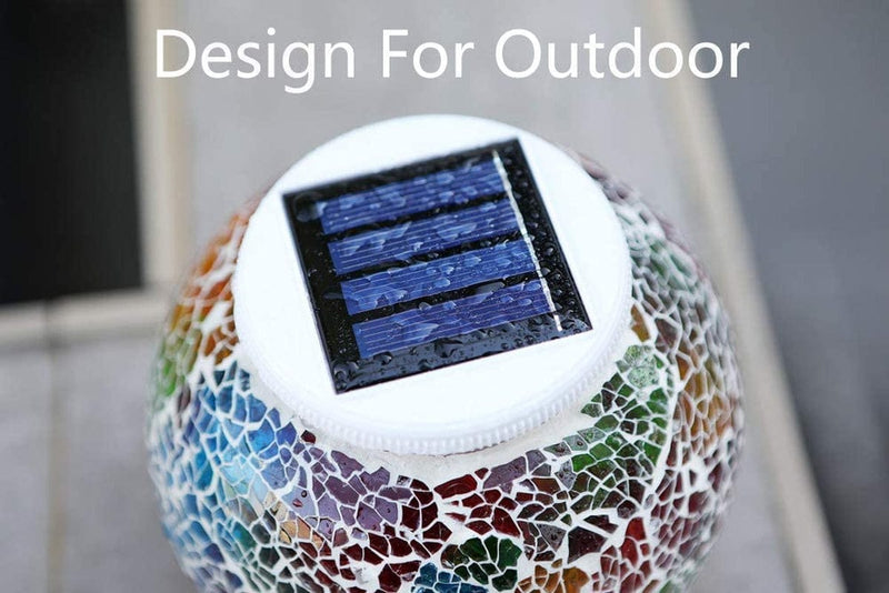 Starryfill Color Changing Mosaic Solar Lights Multicolor Glass Globe LED Light Outdoor and Indoor Waterproof Table Lamps for Garden Pati Party Yard Decorations Home & Garden > Lighting > Lamps SFgift   