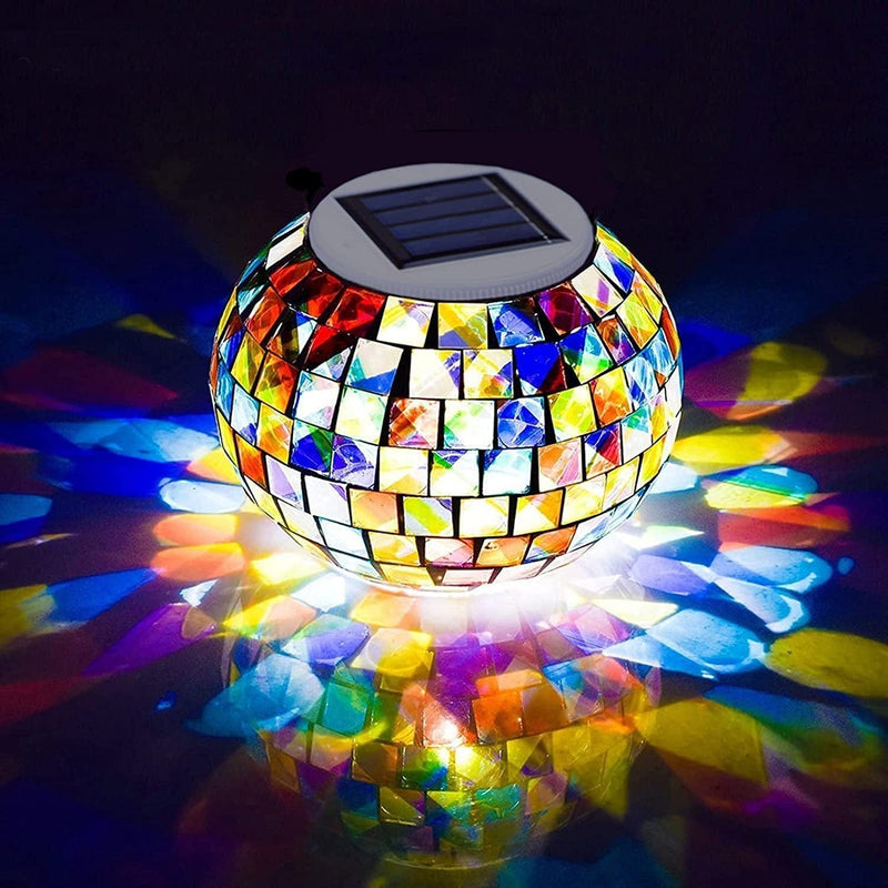Starryfill Color Changing Mosaic Solar Lights Multicolor Glass Globe LED Light Outdoor and Indoor Waterproof Table Lamps for Garden Pati Party Yard Decorations Home & Garden > Lighting > Lamps SFgift Block  