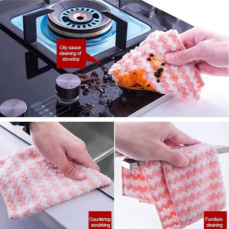 Straseapoit Microfiber Cleaning Rag - 9.8In Reusable Fast Drying Cleaning Rag - Multifunction Washable Rag for Kitchen, Bathroom, Furniture, Appliances (9.8In, 10PC)