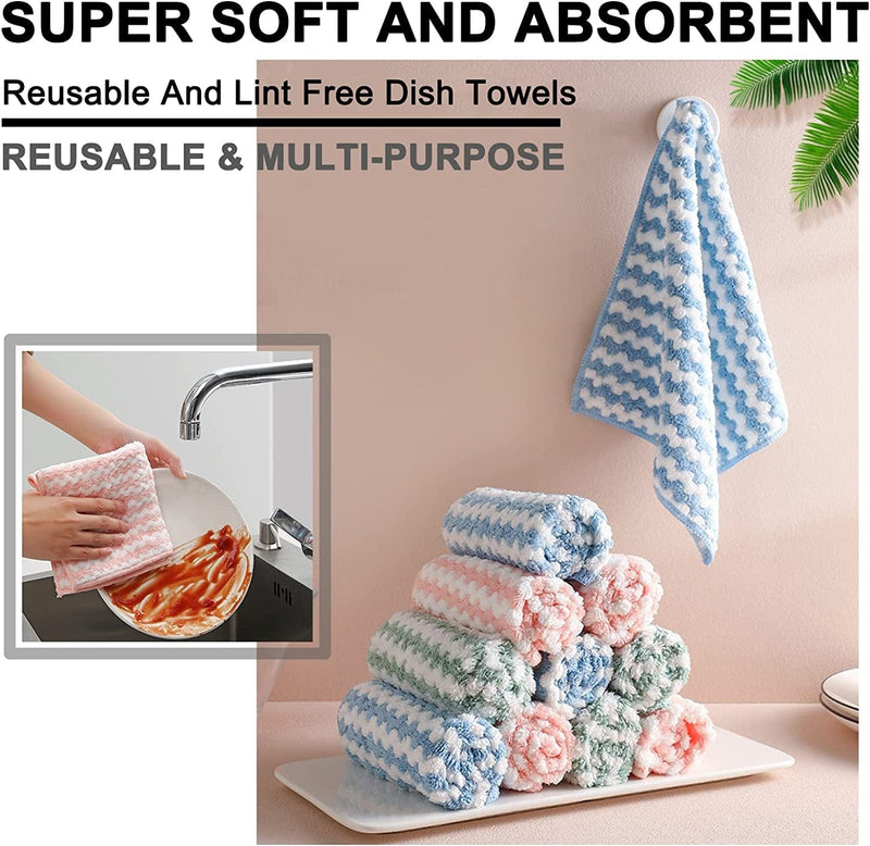 Straseapoit Microfiber Cleaning Rag, Nonstick Oil Washable Fast Drying, Multifunction Reusable Scouring Towel Pads for Kitchen, Bathroom, Furniture, Appliances (9.84 * 9.84Inch, 5Pcs) Home & Garden > Household Supplies > Household Cleaning Supplies LJXWRF   