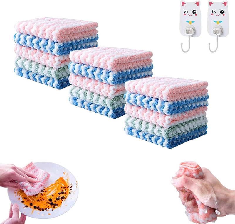 Straseapoit Microfiber Cleaning Rag, Nonstick Oil Washable Fast Drying, Multifunction Reusable Scouring Towel Pads for Kitchen, Bathroom, Furniture, Appliances (9.84 * 9.84Inch, 5Pcs) Home & Garden > Household Supplies > Household Cleaning Supplies LJXWRF 15pcs 11.8*15.75inch 