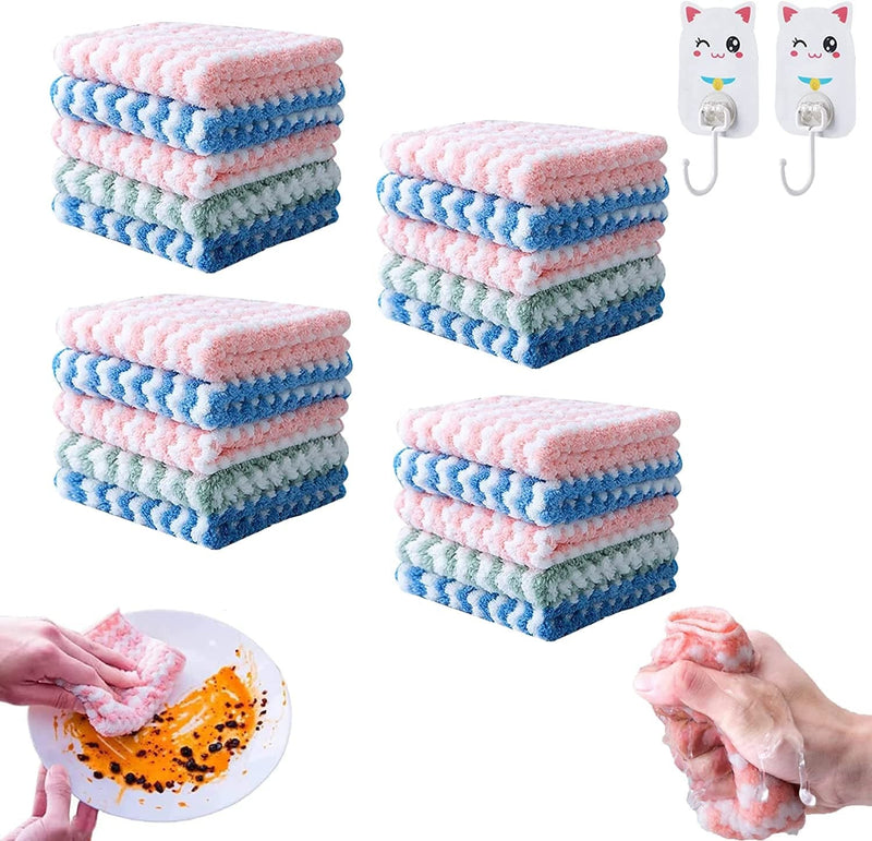 Straseapoit Microfiber Cleaning Rag, Nonstick Oil Washable Fast Drying, Multifunction Reusable Scouring Towel Pads for Kitchen, Bathroom, Furniture, Appliances (9.84 * 9.84Inch, 5Pcs) Home & Garden > Household Supplies > Household Cleaning Supplies LJXWRF 20pcs 9.84 * 9.84inch 