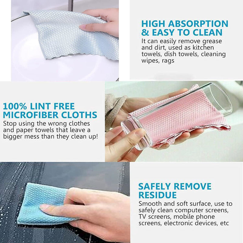 Streak Free Stainless Steel Cleaning Cloth,Kitchen Rags Cleaning Towels Dish Washing Cloths,Wipe Glass Windows Appliances Surface Microfiber Miracle Reusable Easy Clean Cloth,10Pack,12*16In Home & Garden > Household Supplies > Household Cleaning Supplies N\C   