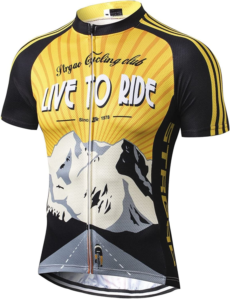Strgao Men'S Cycling Jersey Bike Short Sleeve Shirt Sporting Goods > Outdoor Recreation > Cycling > Cycling Apparel & Accessories LLAI STRGAO Mountain 3X-Large 