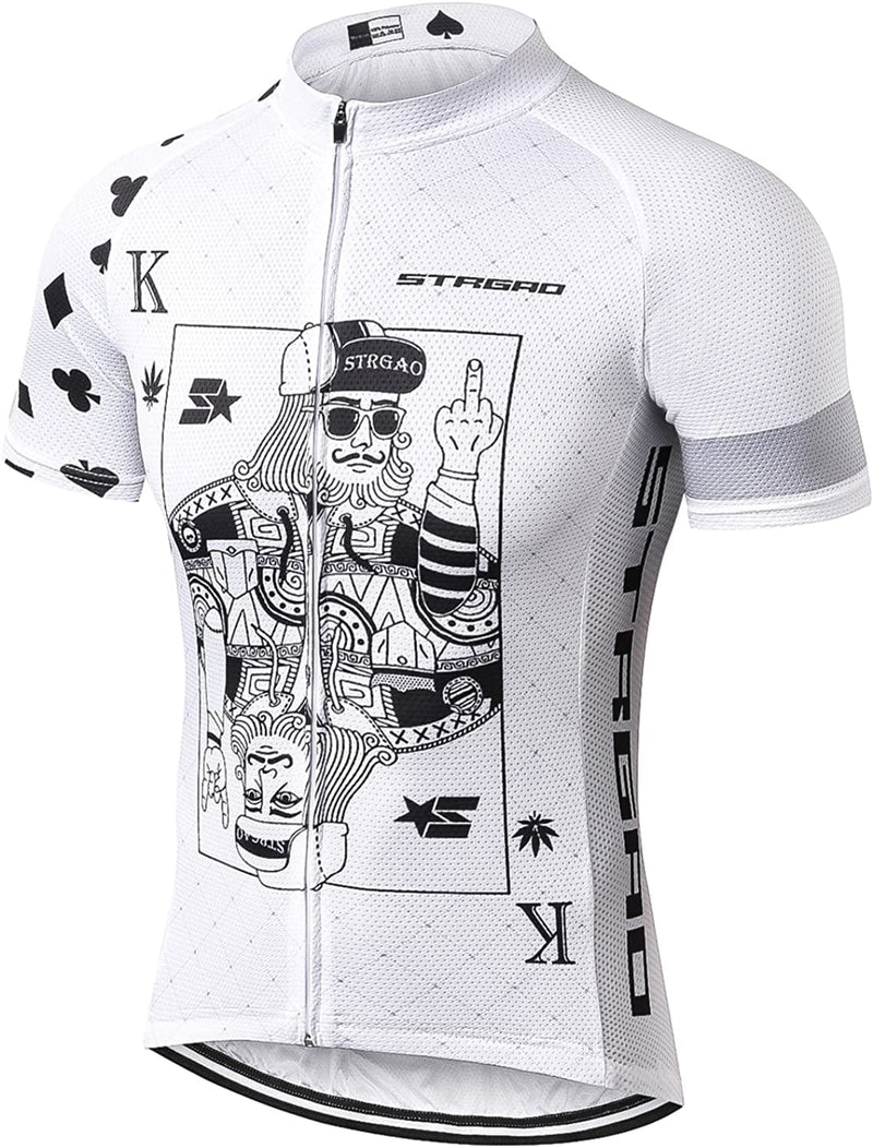 Strgao Men'S Cycling Jersey Bike Short Sleeve Shirt Sporting Goods > Outdoor Recreation > Cycling > Cycling Apparel & Accessories LLAI STRGAO Poker 3X-Large 