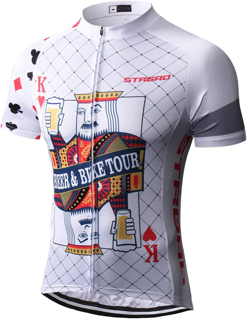 Strgao Men'S Cycling Jersey Bike Short Sleeve Shirt Sporting Goods > Outdoor Recreation > Cycling > Cycling Apparel & Accessories LLAI STRGAO Poker 2 3X-Large 