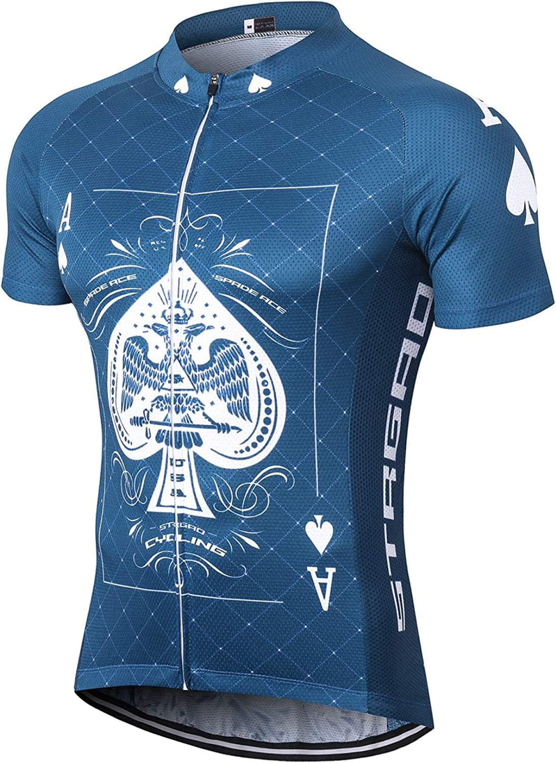 Strgao Men'S Cycling Jersey Bike Short Sleeve Shirt Sporting Goods > Outdoor Recreation > Cycling > Cycling Apparel & Accessories LLAI STRGAO Spade Ace 3X-Large 