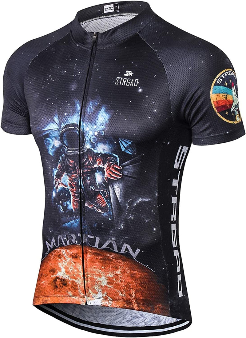 Strgao Men'S Cycling Jersey Bike Short Sleeve Shirt Sporting Goods > Outdoor Recreation > Cycling > Cycling Apparel & Accessories LLAI STRGAO Astronaut 2 3X-Large 