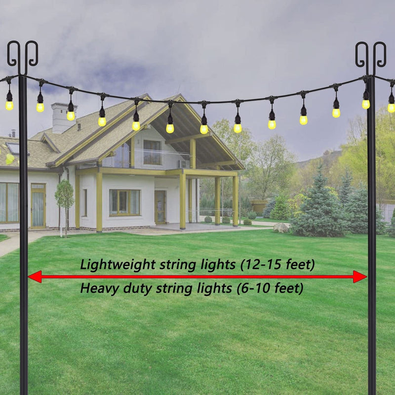 String Light Poles for Outdoor String Lights 2 Pack, 100 Inch Light Poles for outside String Lights, Backyard Steel Patio Light Poles for Garden, Patio, Wedding, Party, Birthday Decorations Home & Garden > Lighting > Light Ropes & Strings Jowkou   