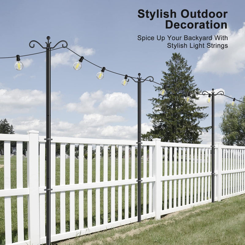 String Light Poles for outside 2 Pack, Outdoor Light Poles for String Lights with 5-Prong Base and Spiral Ground Anchor, 8.5 Ft Heavy Duty Metal Posts for Backyard Garden Patio Christmas Lighting Home & Garden > Lighting > Light Ropes & Strings Optimech   