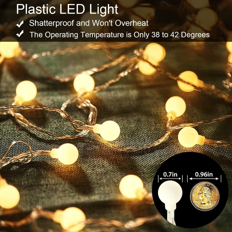 String Lights Indoor and Outdoor - 33 FT 100 LED Waterproof Globe String Lights with Extension Interface for Bedroom, Outside, Camping, Patio, Garden, Wedding, Party, Christmas Decoration - Warm White Home & Garden > Lighting > Light Ropes & Strings Linhai Dingshun Electronic Co., Ltd   