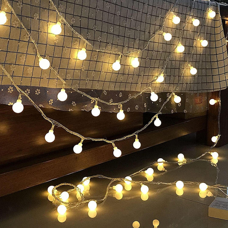 String Lights Indoor and Outdoor - 33 FT 100 LED Waterproof Globe String Lights with Extension Interface for Bedroom, Outside, Camping, Patio, Garden, Wedding, Party, Christmas Decoration - Warm White Home & Garden > Lighting > Light Ropes & Strings Linhai Dingshun Electronic Co., Ltd 33 Ft 100 Led String Lights Indoor and Outdoor  