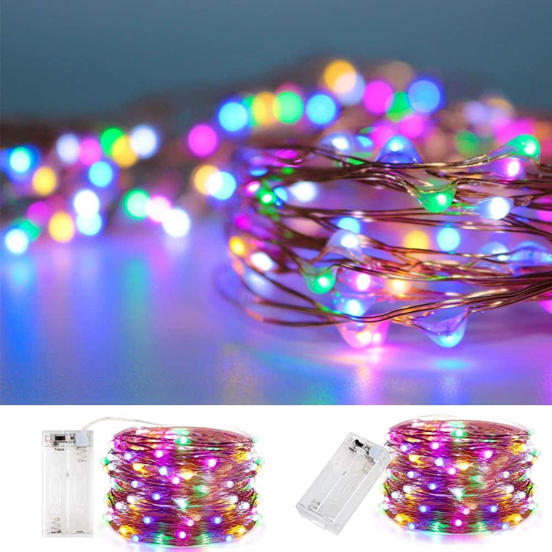 String Lights, Waterproof LED String Lights,2 Pack 20Ft 60 LED Festival Decorations Crafting Battery Powered Copper Wire Starry Fairy Lights (Multicolor) Home & Garden > Lighting > Light Ropes & Strings Baisico Multicolor  