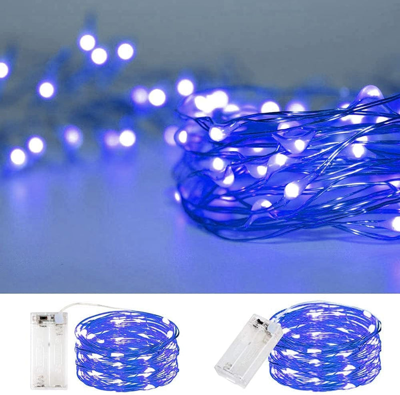 String Lights, Waterproof LED String Lights,2 Pack 20Ft 60 LED Festival Decorations Crafting Battery Powered Copper Wire Starry Fairy Lights (Multicolor) Home & Garden > Lighting > Light Ropes & Strings Baisico Blue  
