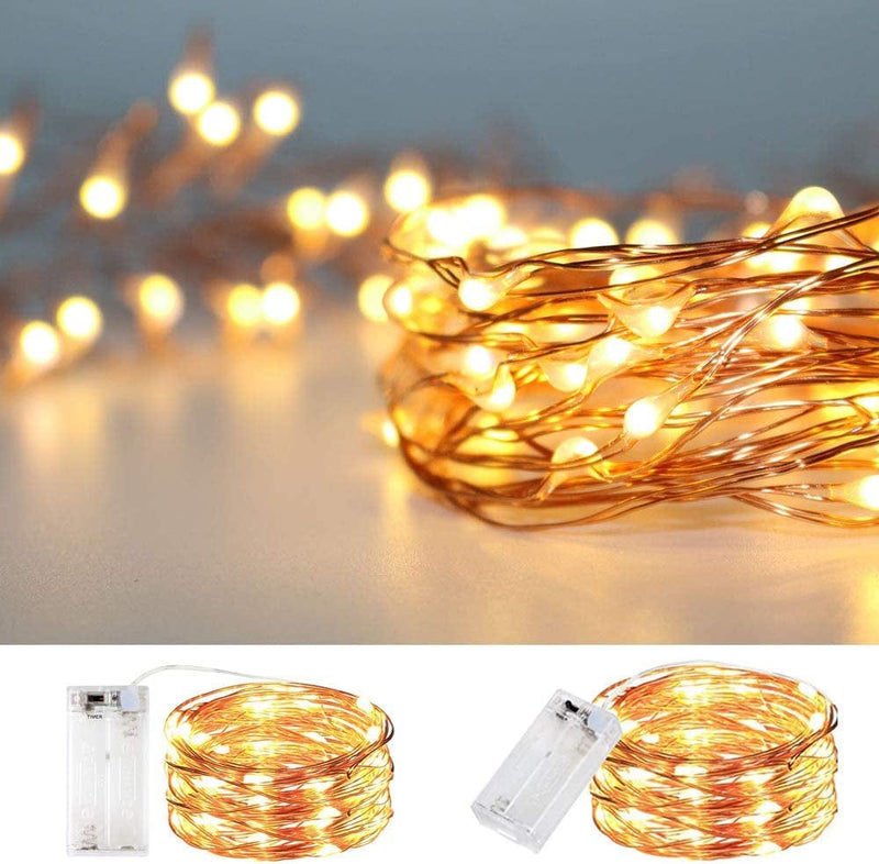 String Lights, Waterproof LED String Lights,2 Pack 20Ft 60 LED Festival Decorations Crafting Battery Powered Copper Wire Starry Fairy Lights (Multicolor) Home & Garden > Lighting > Light Ropes & Strings Baisico Warm White  