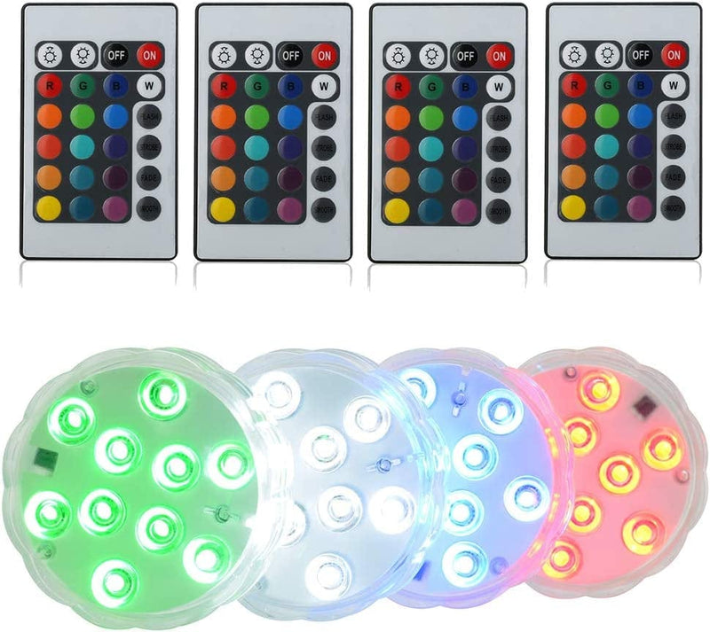Submersible LED Lights Waterproof Underwater Lights 2.8Inch Battery Powered Remote Controlled Color Changing Tea Lights Small LED Lights for Party Pond Pool Wedding Halloween Christmas (4 Pack) Home & Garden > Pool & Spa > Pool & Spa Accessories Dingde   